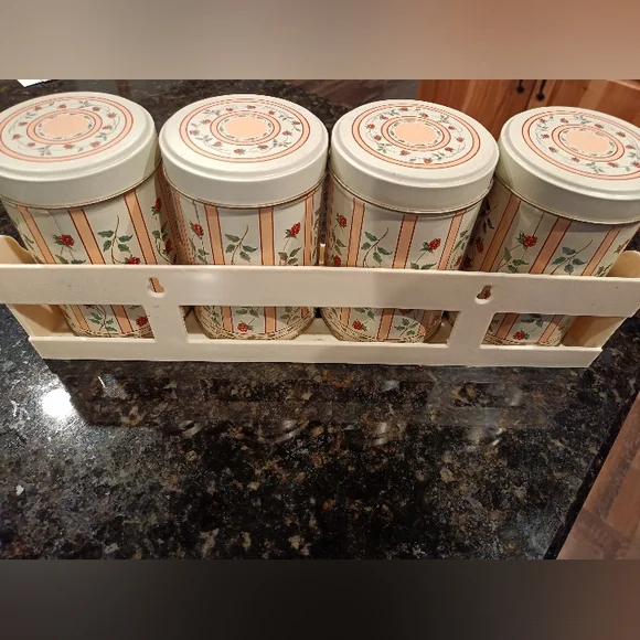Floral Tin Tea Canister Set - Picture 4 of 5